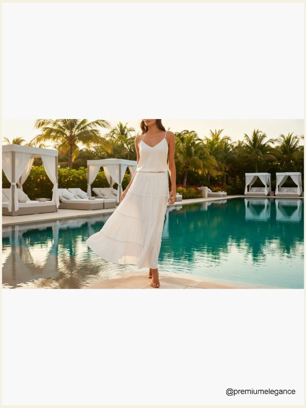 Boho Maxi Skirt High Waist Elastic with Pockets Flowy Midi - Picture 7 of 7